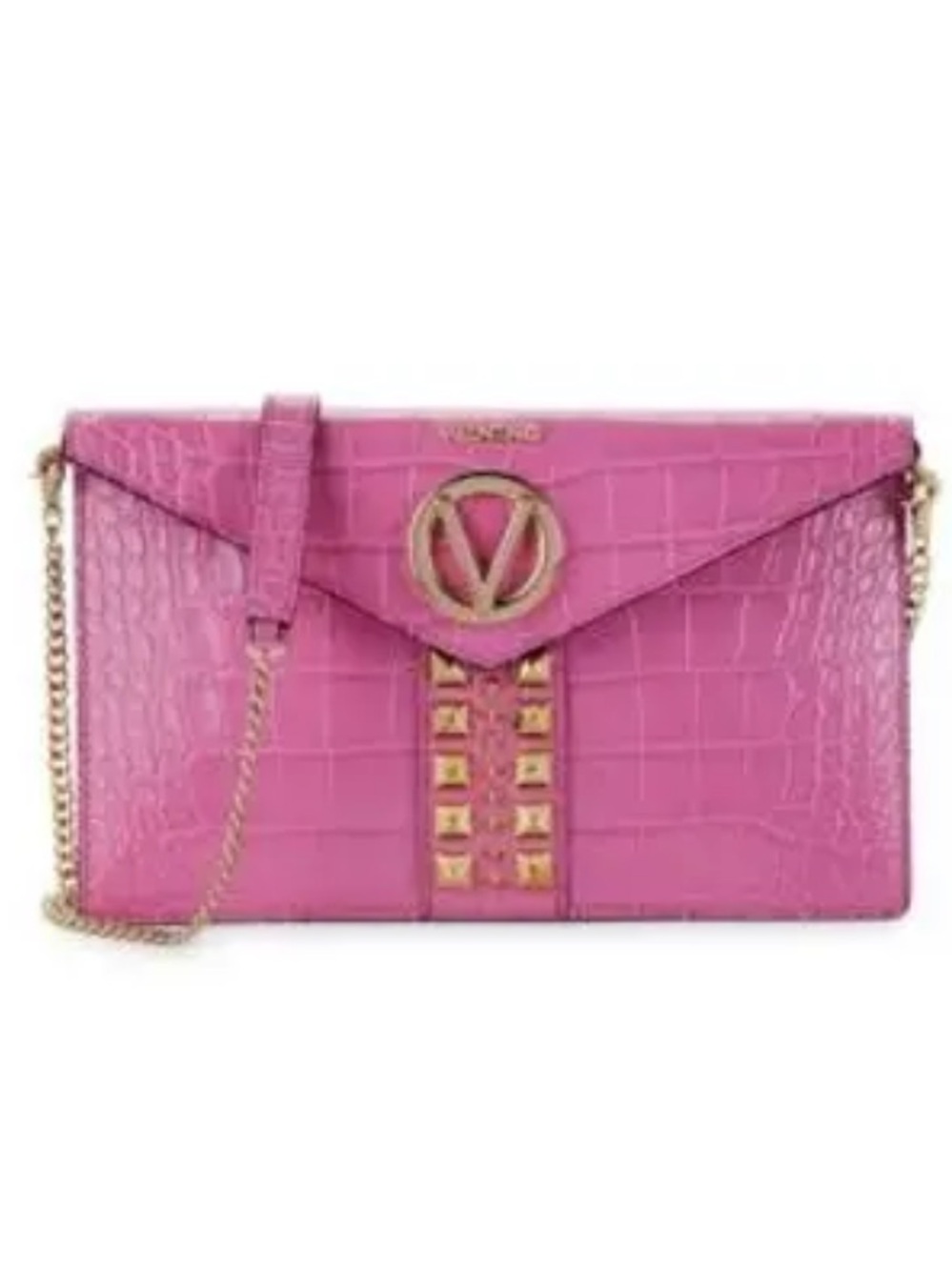 Valentino✨ Pink Studded Crocodile-Embossed Clutch by Mario Valentino